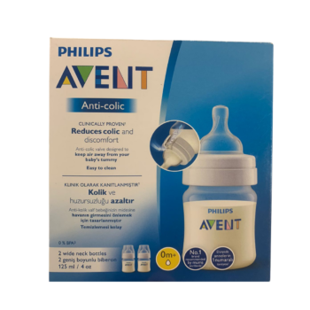AVENT PACK DUO BIBERON CLASSIC+ ANTI-COLIQUE 125ML*2 REF SCF810/62